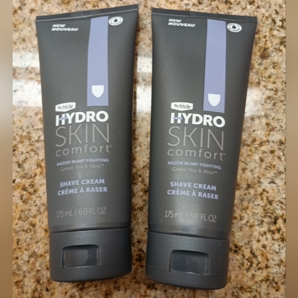 2 Schick Hydro Skin Comfort Razor Bump Fighting Green Tea & Aloe Shave creams